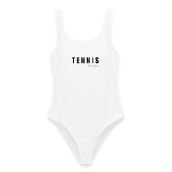 TENNIS. SPORT. - Frauen Badeanzug - Weiß - Vorne - AI Model Female 172 dark (172cm)