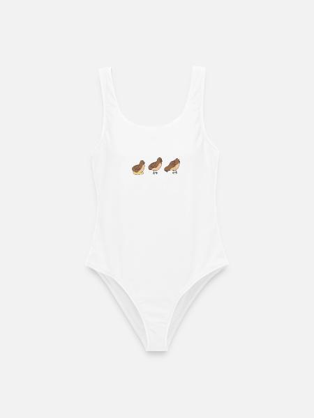 Süße Cartoon Wachteln Shirt - Frauen Badeanzug - Weiß