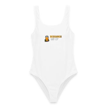 Bierbauch Lounge – lustiges Bier Motiv für Männer - Frauen Badeanzug - Weiß - Vorne - AI Model Female 172 dark (172cm)