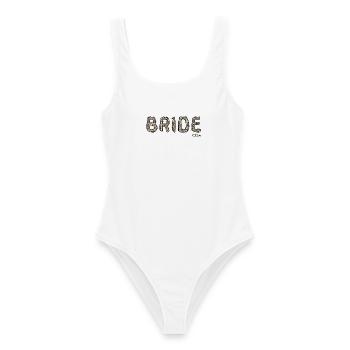Team Braut JGA, Junggesellinnenshirt - Frauen Badeanzug - Weiß - Vorne - AI Model Female 172 dark (172cm)