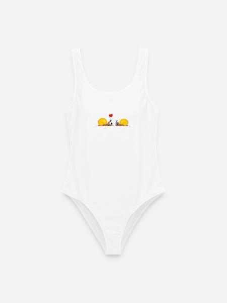 Snail-Love - Frauen Badeanzug - Weiß