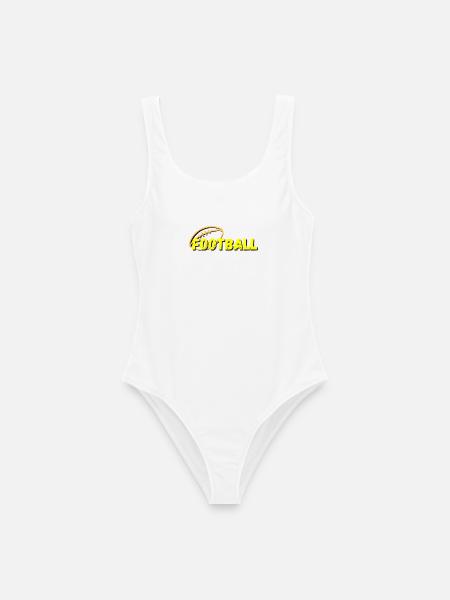 Gelb Retro Football - Frauen Badeanzug - Weiß