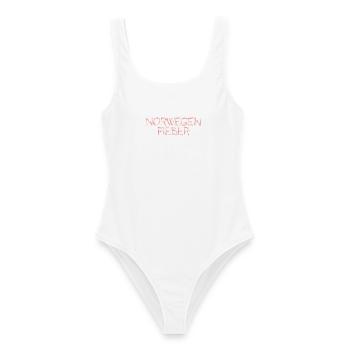 NorwegenFieber Typo-Design - Frauen Badeanzug - Weiß - Vorne - AI Model Female 172 dark (172cm)