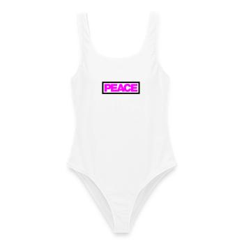 Typo PEACE Kontur 2C - Frauen Badeanzug - Weiß - Vorne - AI Model Female 172 dark (172cm)