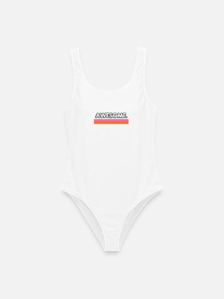 Toller Retro-Streifen - Frauen Badeanzug - Weiß