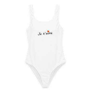 Je t'aime  - Maillot de bain femme - blanc - Devant - AI Model Female 172 dark (172cm)