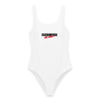 Escrimeuse de ouf : le motif pour les tireuses - Maillot de bain femme - blanc - Devant - AI Model Female 172 dark (172cm)