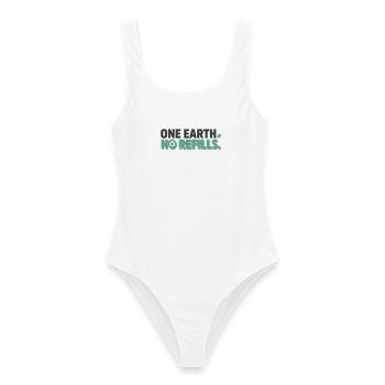 One Earth No Refills - Frauen Badeanzug - Weiß - Vorne - AI Model Female 172 dark (172cm)