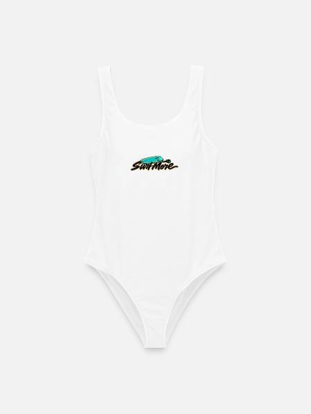 Surf More – Retro Bodyboard - Frauen Badeanzug - Weiß