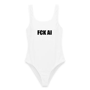 Fck ai - Frauen Badeanzug - Weiß - Vorne - AI Model Female 172 dark (172cm)