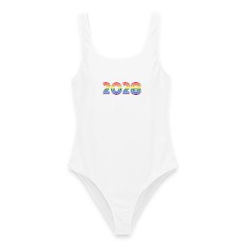 Rainbow 2028 - Frauen Badeanzug - Weiß - Vorne - AI Model Female 172 dark (172cm)