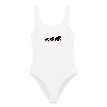 Affen Trio Silhouette - Frauen Badeanzug - Weiß - Vorne - AI Model Female 172 dark (172cm)