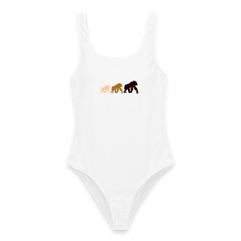Dreier Gorillas Silhouetten - Frauen Badeanzug - Weiß - Vorne - AI Model Female 172 dark (172cm)