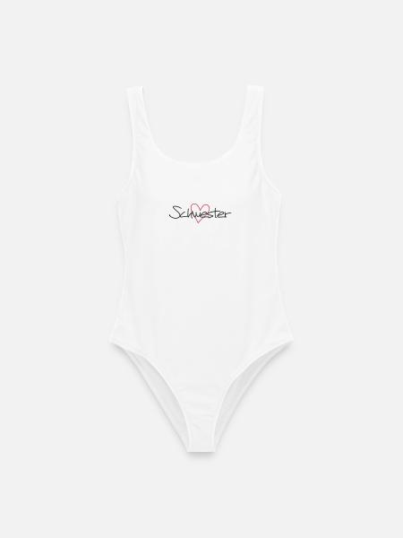 Herz Schwester Schwesterherz Geschenk Liebe - Frauen Badeanzug - Weiß