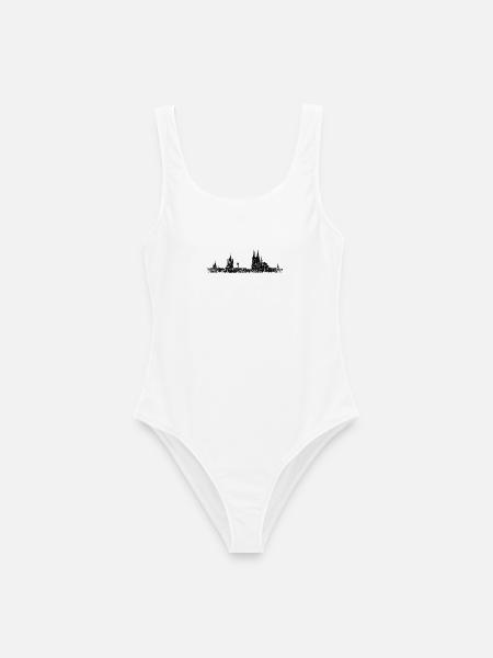 Stadt Köln Kölner Skyline (Vintage/Schwarz) - Frauen Badeanzug - Weiß