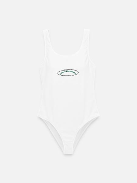 Tee und Entspannung Vintage Design - Frauen Badeanzug - Weiß