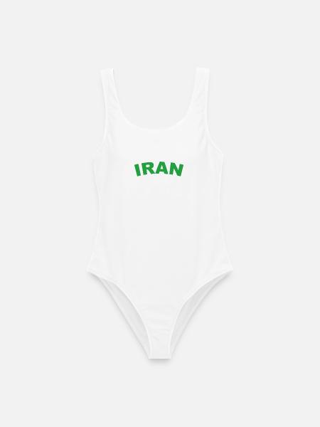 Iran in Grün – Kraftvolles Textdesign - Frauen Badeanzug - Weiß
