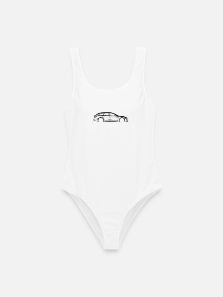 Sport Wagon – Minimalistisches Auto‑Design - Frauen Badeanzug - Weiß