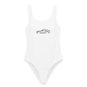 Sport Car – Cleanes Line‑Art‑Design - Frauen Badeanzug - Weiß - Vorne - AI Model Female 172 dark (172cm)