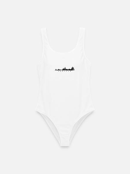 Rostocker Skyline (Vintage Schwarz) Rostock - Frauen Badeanzug - Weiß