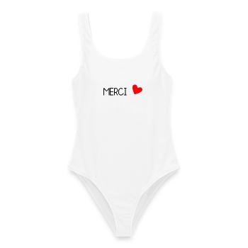 MISTRESS. MASTER. THANK YOU. THANK YOU MISTRESS. GIFT. - Women's Swimsuit - white - Front - AI Model Female 172 dark (172cm)