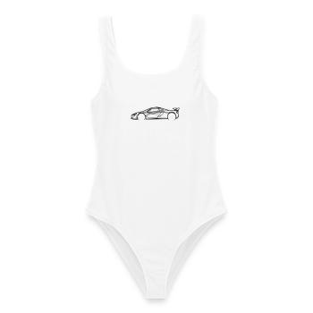 Sport Car – Aerodynamisches Line‑Art‑Design - Frauen Badeanzug - Weiß - Vorne - AI Model Female 172 dark (172cm)