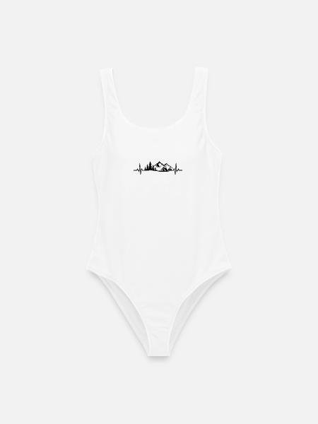 Herzschlag Berge Camping Zelt Natur - Frauen Badeanzug - Weiß