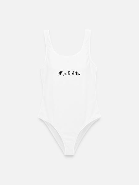 Mrs & Mrs Design für lesbische Hochzeiten - Frauen Badeanzug - Weiß
