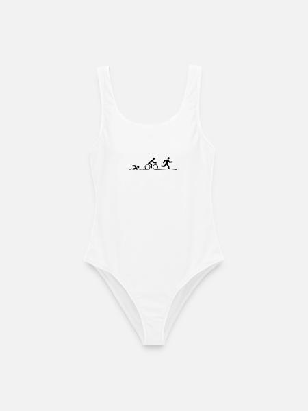 Triathlon, Triathlon, Schwimmen, Radfahren und Laufen - Frauen Badeanzug - Weiß