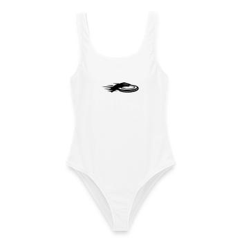 Wurfscheibe Flug Schwarz Symbol - Frauen Badeanzug - Weiß - Vorne - AI Model Female 172 dark (172cm)