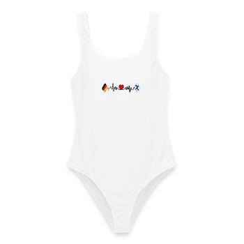 Cardio coeur avec drapeau Allemagne et drapeau Finlande - Maillot de bain femme - blanc - Devant - AI Model Female 172 dark (172cm)