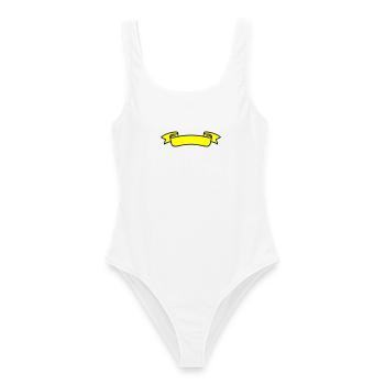 Banner Schriftband Symbol Gelb - Frauen Badeanzug - Weiß - Vorne - AI Model Female 172 dark (172cm)