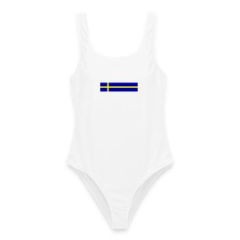 Schweden Flagge Streifen Symbol - Frauen Badeanzug - Weiß - Vorne - AI Model Female 172 dark (172cm)