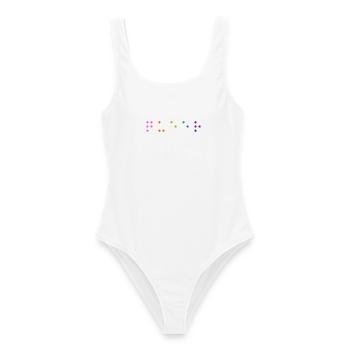 Queer Braille - Frauen Badeanzug - Weiß - Vorne - AI Model Female 172 dark (172cm)