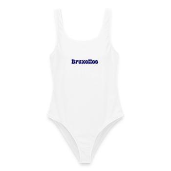 Brussels Retro Groovy Navy Blue - Frauen Badeanzug - Weiß - Vorne - AI Model Female 172 dark (172cm)