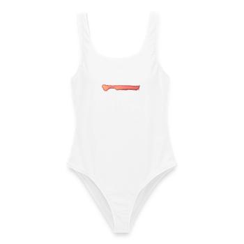 Farbe Tusche Streifen - Frauen Badeanzug - Weiß - Vorne - AI Model Female 172 dark (172cm)