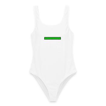 Barre de chargement rectangle Noir Vert (100%) - Maillot de bain femme - blanc - Devant - AI Model Female 172 dark (172cm)