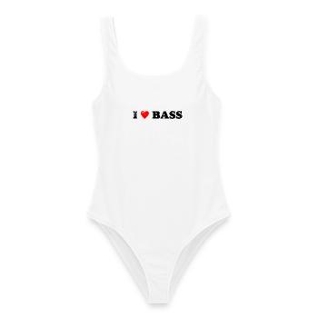 J’aime la basse - Maillot de bain femme - blanc - Devant - AI Model Female 172 dark (172cm)