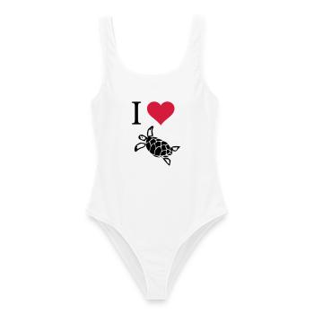 J'adore les tortues - Maillot de bain femme - blanc - Devant - AI Model Female 172 dark (172cm)