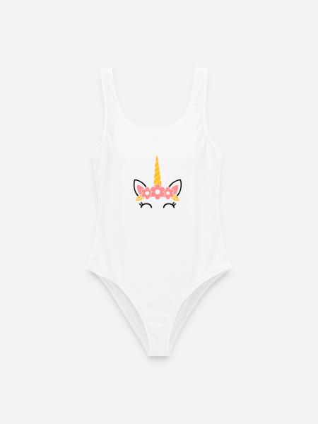 Queen of Flowers: The Majestic Unicorn - Women's Swimsuit - white