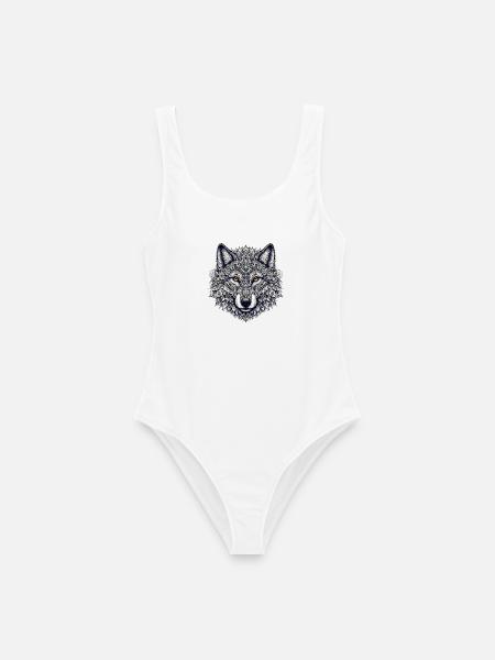 Wolf mit Mandalas verziert - Frauen Badeanzug - Weiß