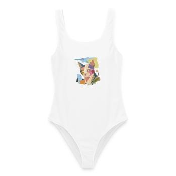Chat abstrait dans le design moderne de bloc de couleur - Maillot de bain femme - blanc - Devant - AI Model Female 172 dark (172cm)