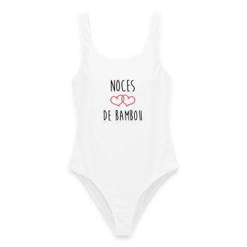 noces de Bambou 79 ans de mariage - Maillot de bain femme - blanc - Devant - AI Model Female 172 dark (172cm)