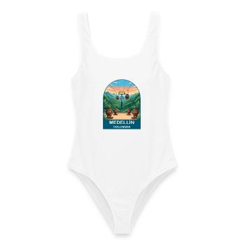 Medellin Colombia Botero & Metrocable Travel Art - Women's Swimsuit - white - Front - AI Model Female 172 dark (172cm)