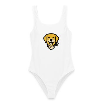 Bandeau de chien Golden Retriever Randonneur de randonnée - Maillot de bain femme - blanc - Devant - AI Model Female 172 dark (172cm)