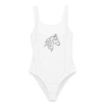Minimalist Horse Line Art Elegant Line Design - Women's Swimsuit - white - Front - AI Model Female 172 dark (172cm)