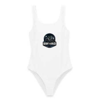 TRANSPORTEUR DE NUIT Chauffeur de camion Conduite de nuit - Maillot de bain femme - blanc - Devant - AI Model Female 172 dark (172cm)