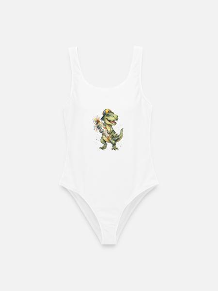 Lustiger Aquarell T-Rex für den Schulanfang - Frauen Badeanzug - Weiß