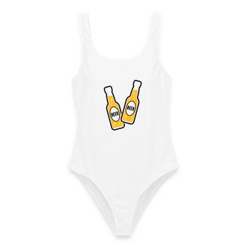 2 Toasts aux bouteilles de bière (Beery / POS 2C) - Maillot de bain femme - blanc - Devant - AI Model Female 172 dark (172cm)