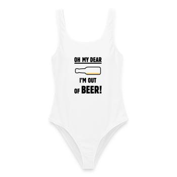Oh My Dear – I’m Out Of Beer! (Ale Lager / POS 2C) - Women's Swimsuit - white - Front - AI Model Female 172 dark (172cm)